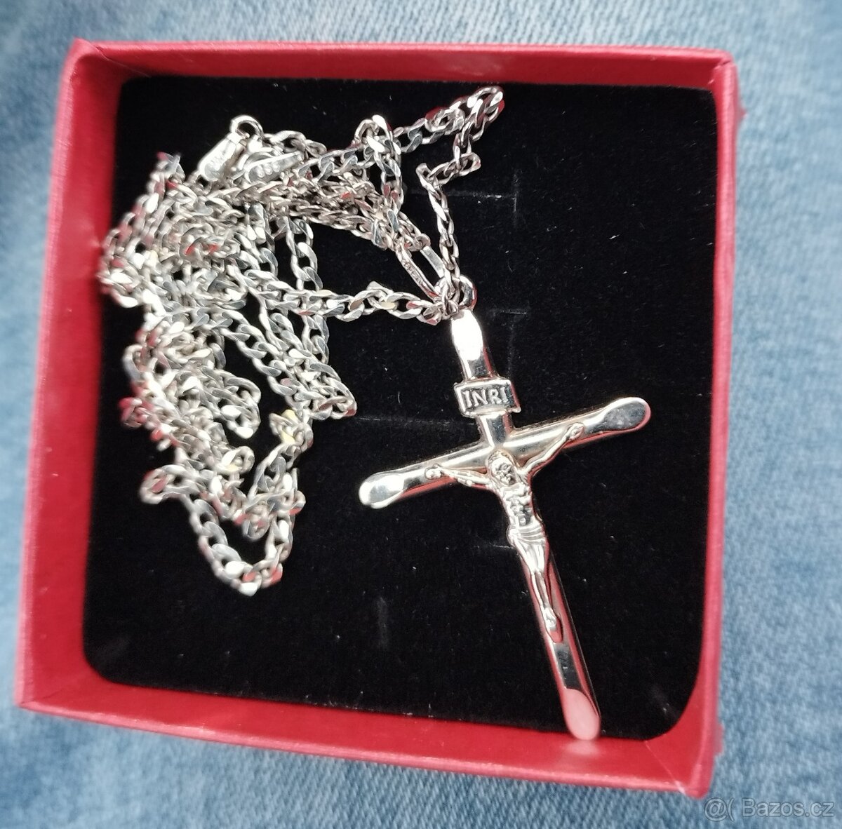 NOVÝ ZABALENÝ Přívěsek křížek zlatý 585 14karatu BÍLÉ ZLATO