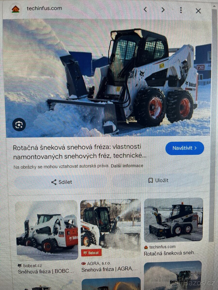 Frézu na sníh Bobcat, JCB,Locust, Cat.Smykový nakladač