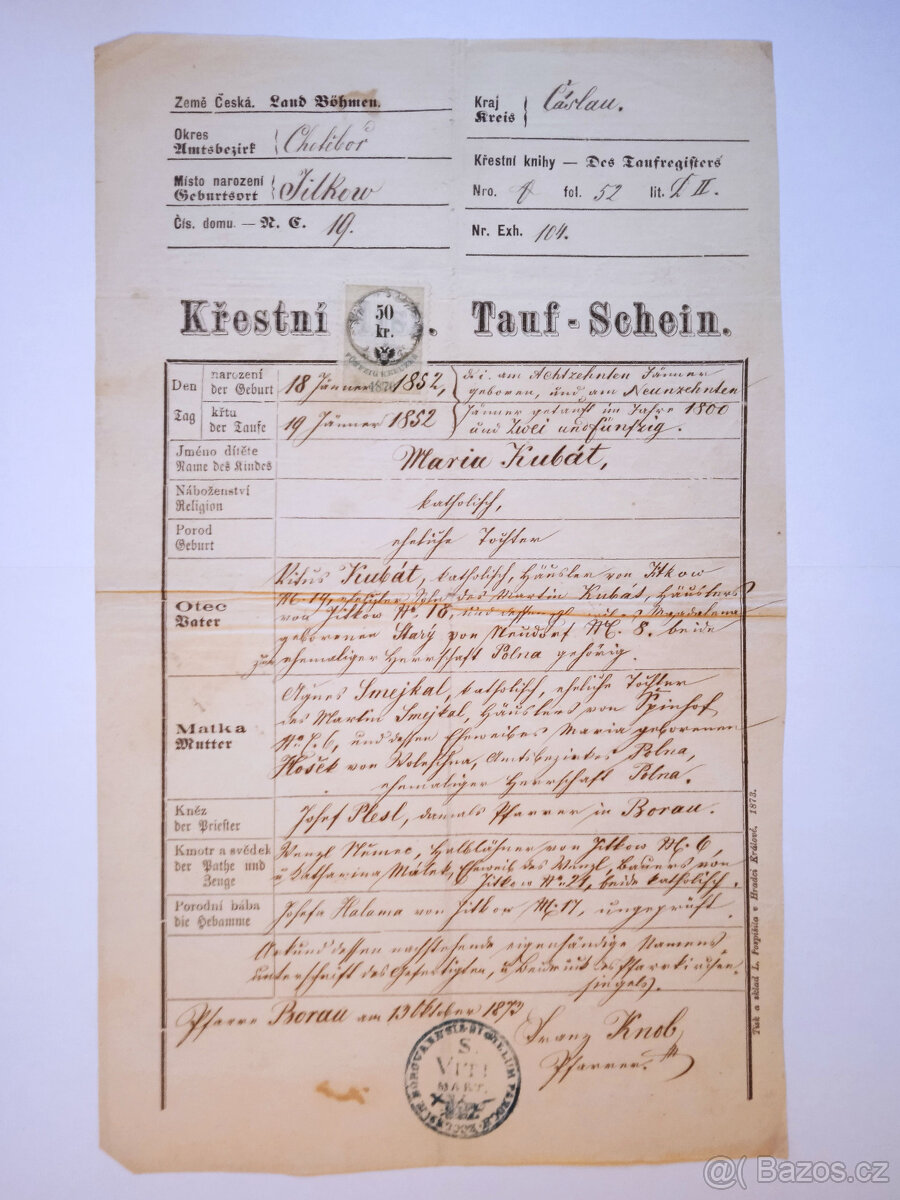 STARÉ DOKLADY 1871-1896