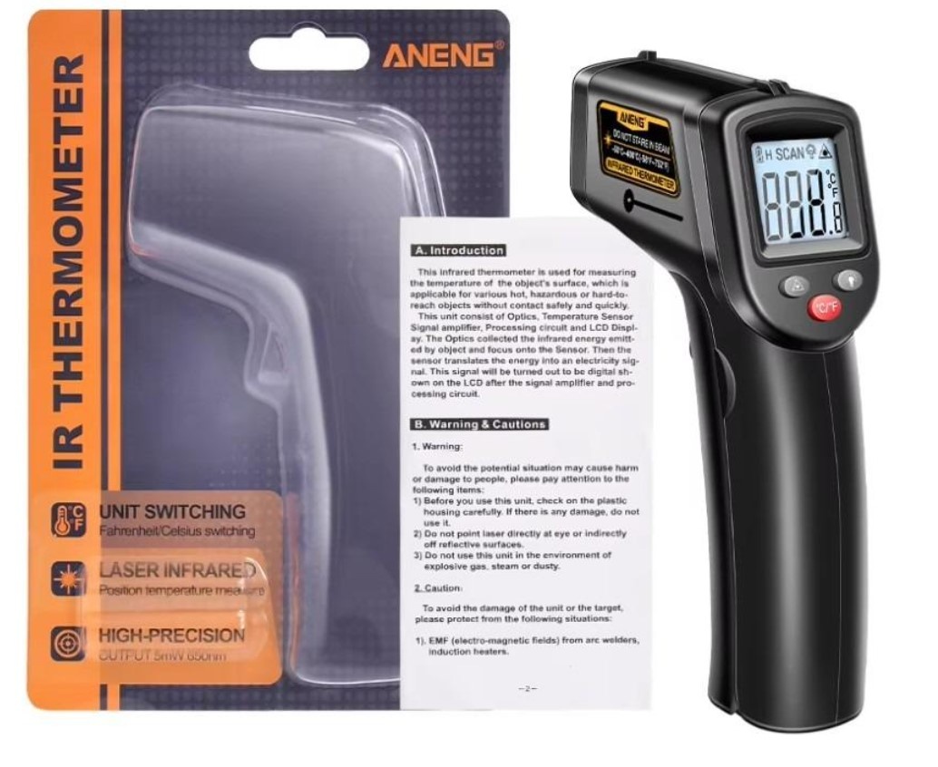 Digitální infračervený teploměr s displejem ANENG TH201