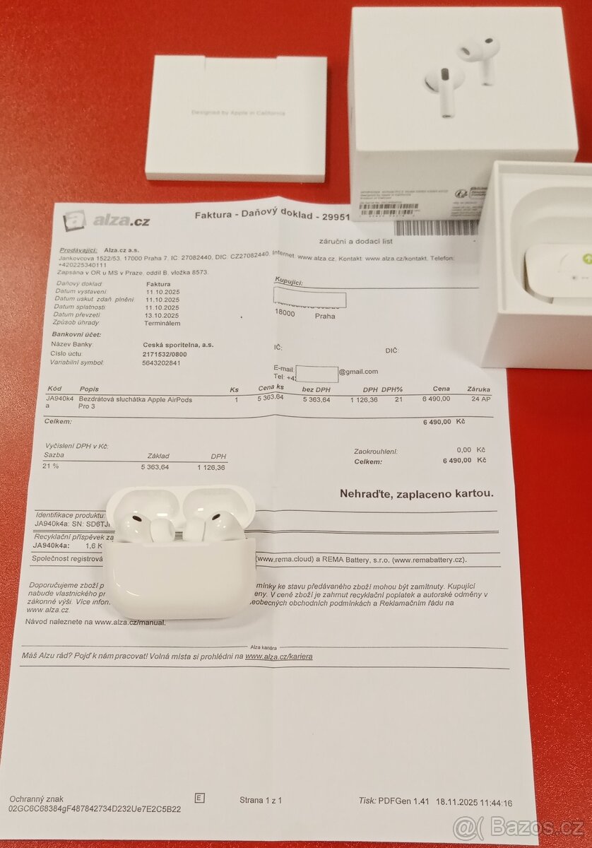 Apple AirPods Pro 3 záruka 23 měs. ALZA