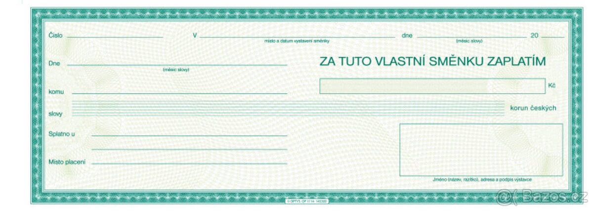 Směnka na 330.000,- KČ