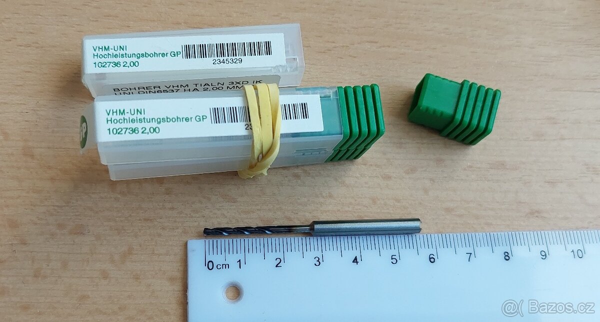 Vrtáky pr.2 (m7) VHM s vnitřním chlazením; povlakováno