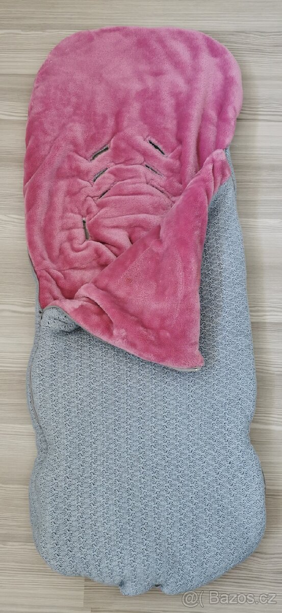 Pletený fusak do kočárku zateplený + rukávník ZDARMA