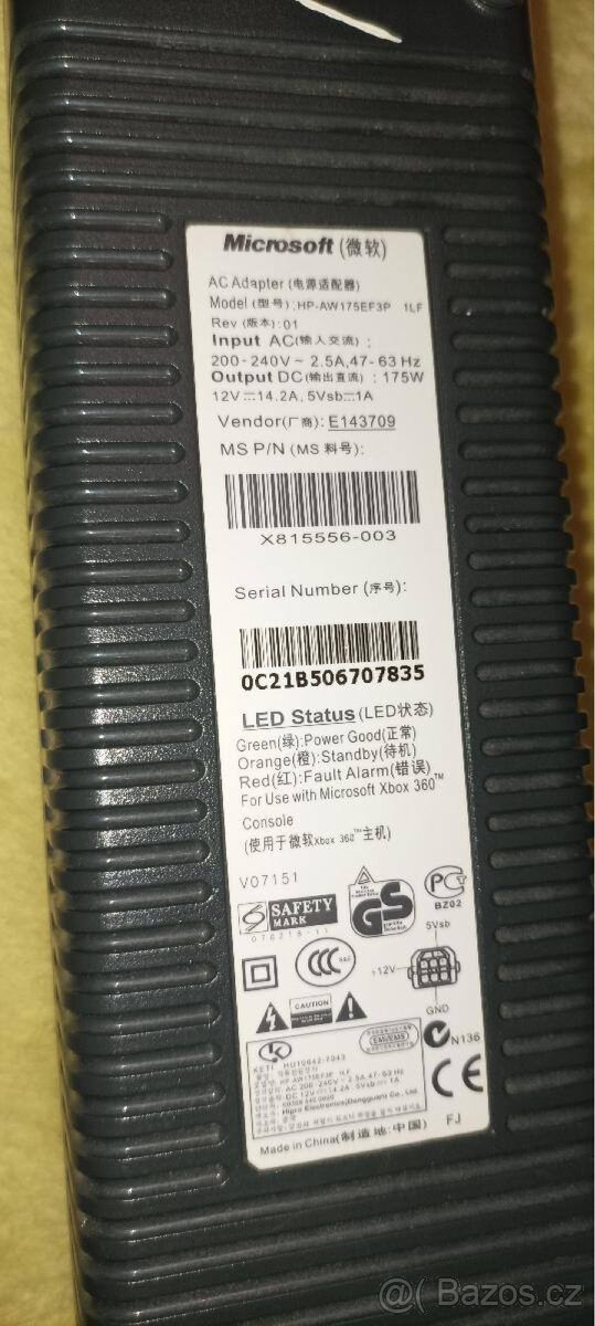 Napájecí adaptér Xbox 360 175 W – originál, Falcon/Opus