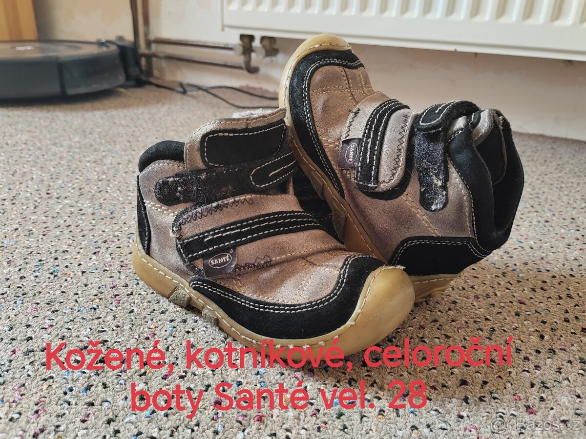 Santé - Kožené, kotníkové, celoroční boty  vel.28