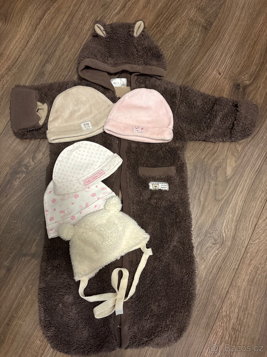 Hnědý overal / pytel pro miminko medvídek vel. 62/68