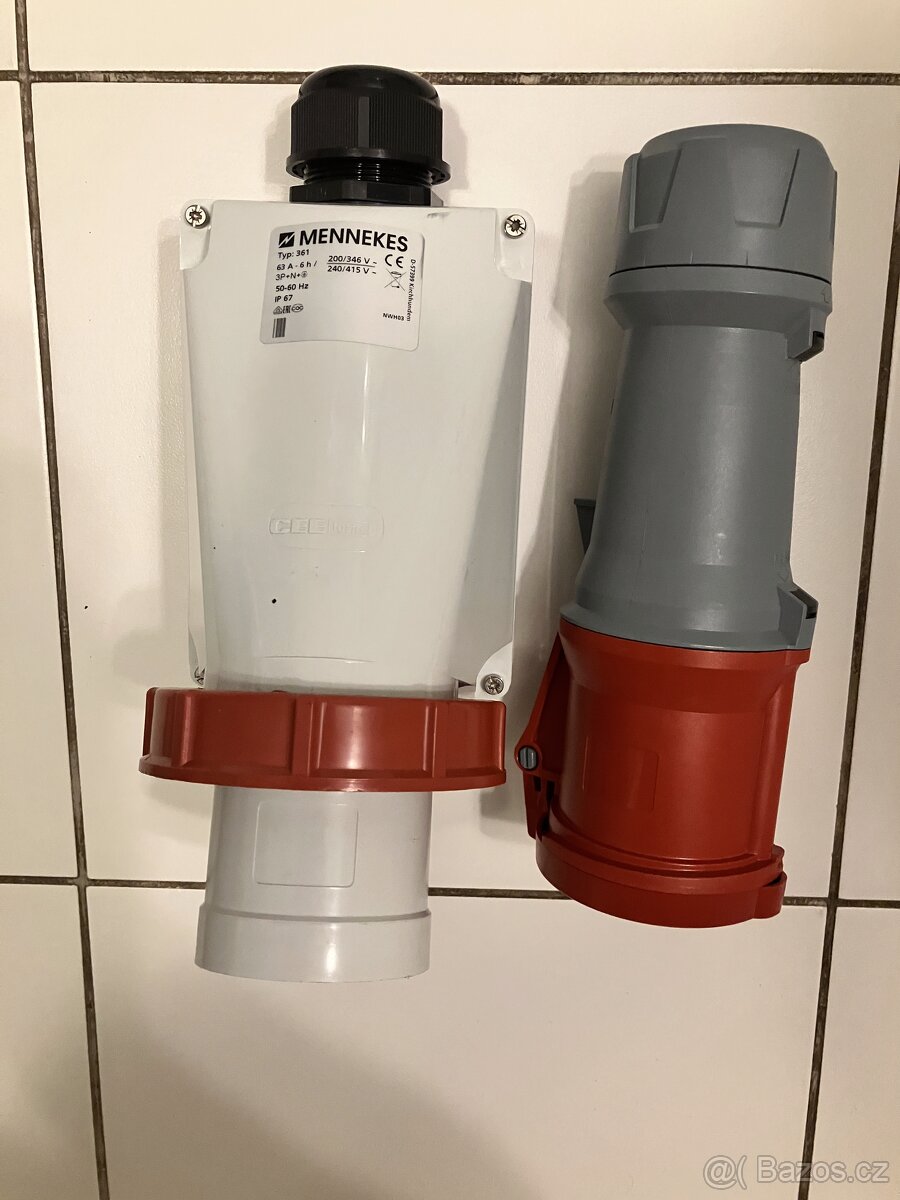 Zástrčka+zásuvka 400V 63A
