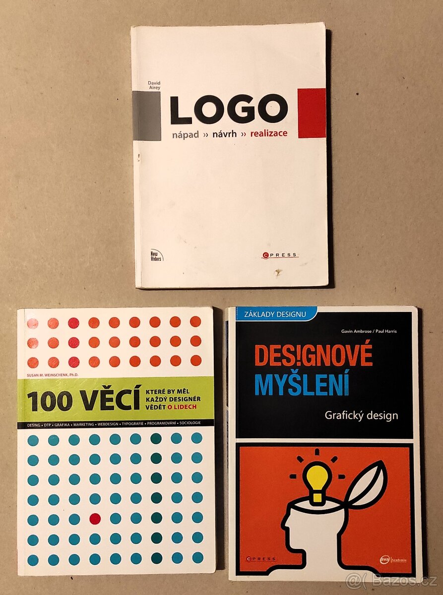 3x Kniha pro designéry (100 věcí, Designové myšlení, Logo)