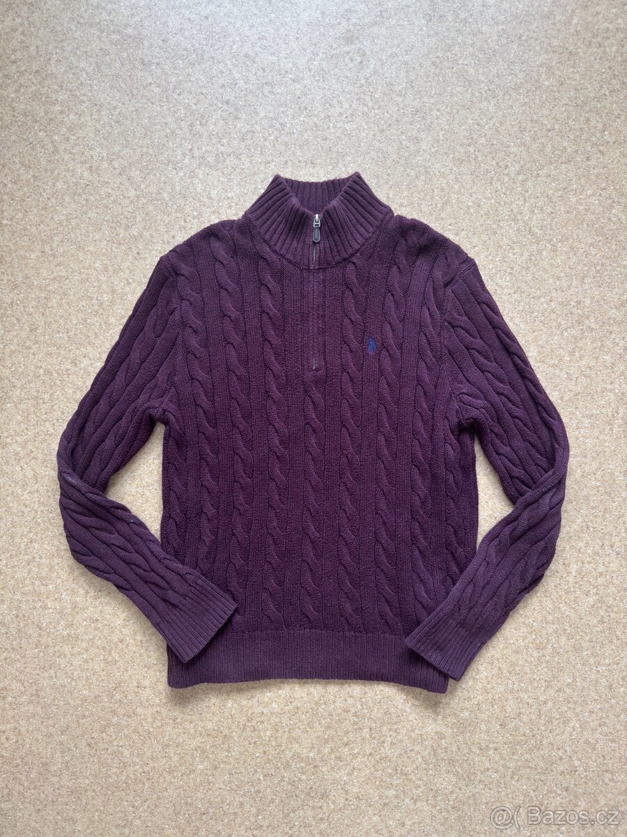 Ralph Lauren Polo vínový 1/4 zip svetr