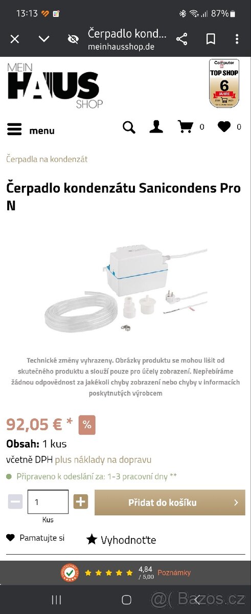 Čerpadlo na vodu z kotle DITECH