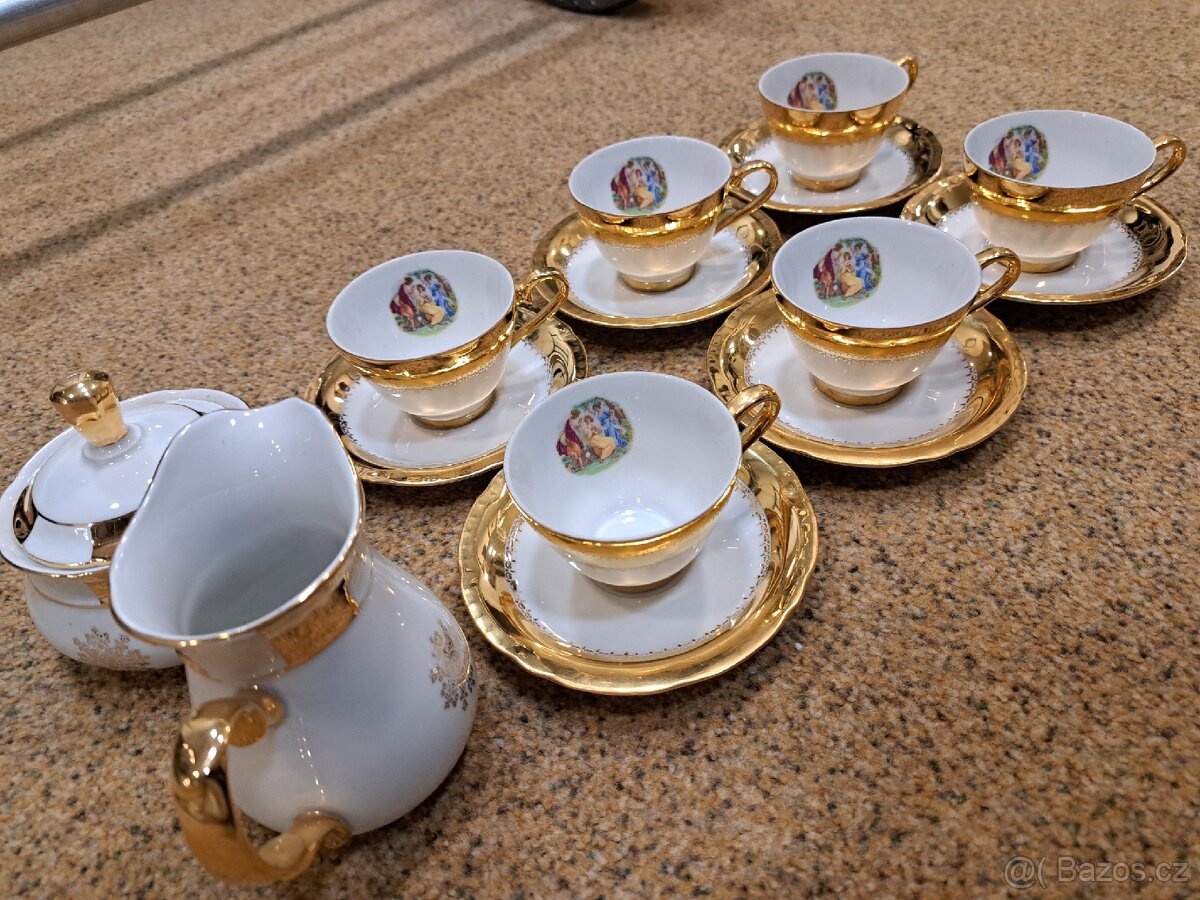 Luxusní porcelánová sada ČSSR – 6+6+mlékovka+cukřenka
