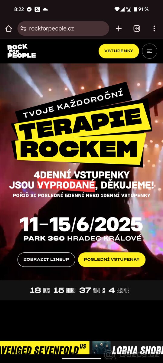 Rock for People vstupenka 4 denní