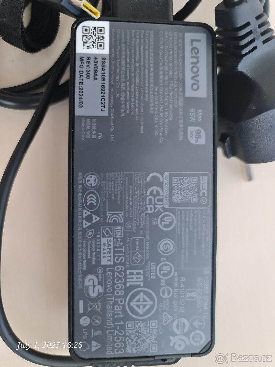 Originální nabíječka Lenovo 65 W (Slim Tip) – jako nová