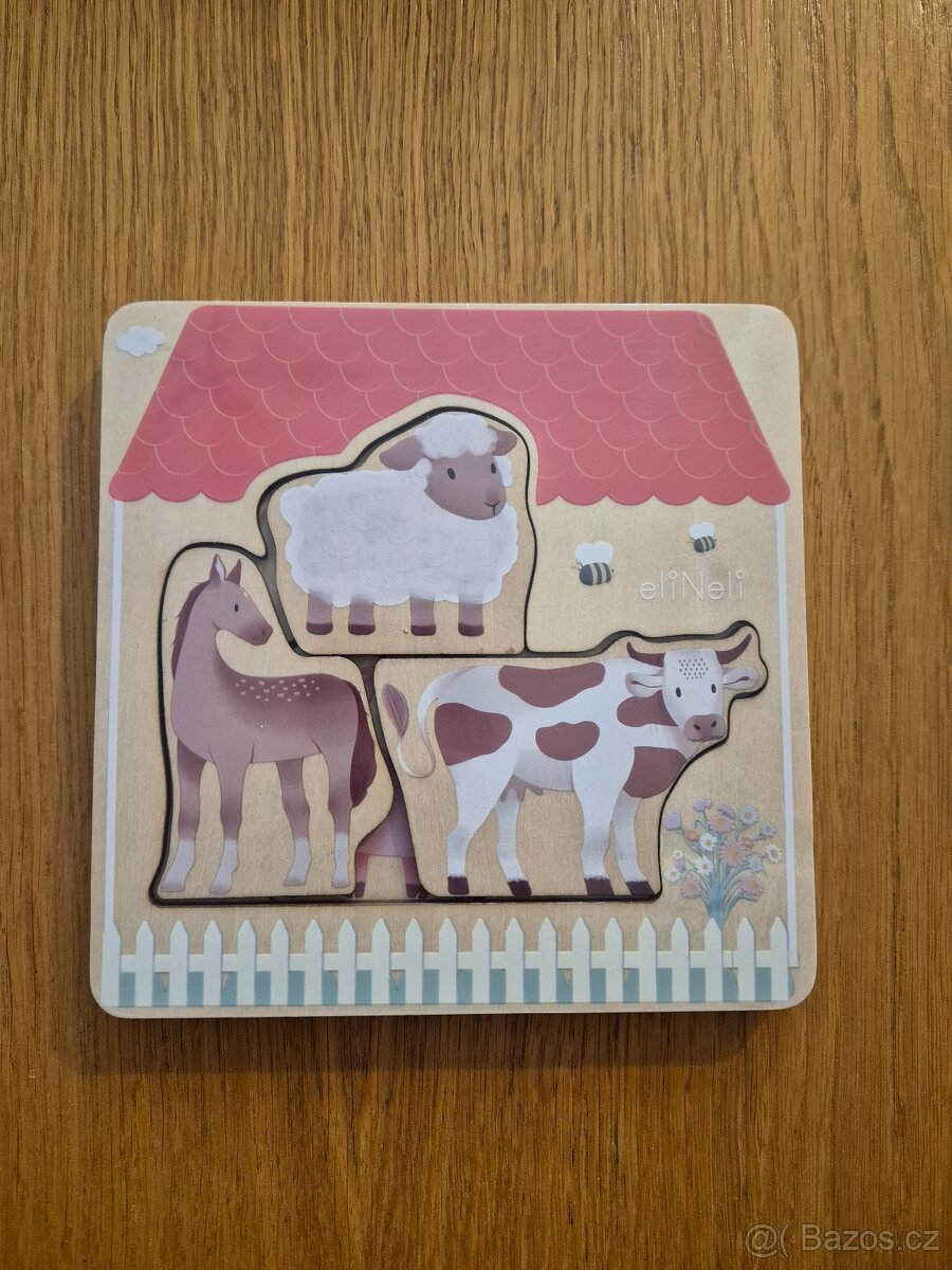 EliNeli dřevěné puzzle vícevrstvé farma