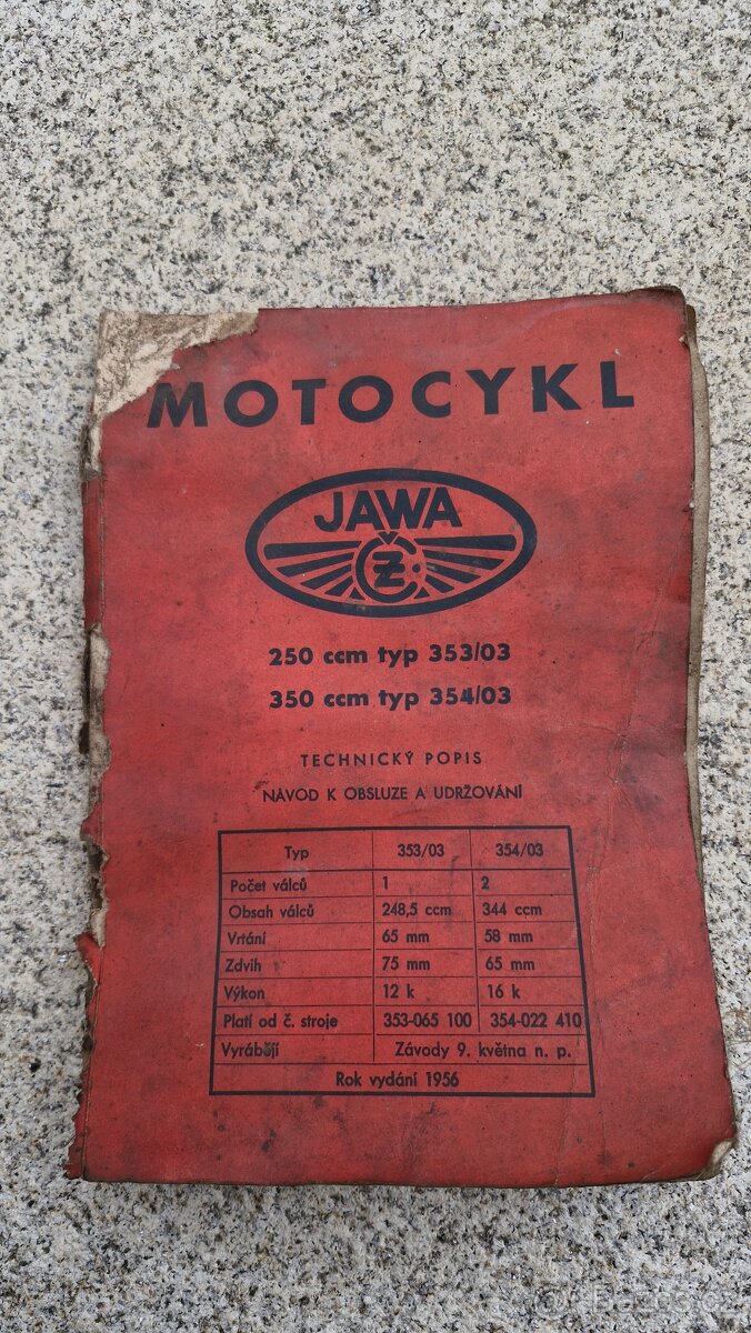 Návod k obsluze a udržování Jawa 250 - 350