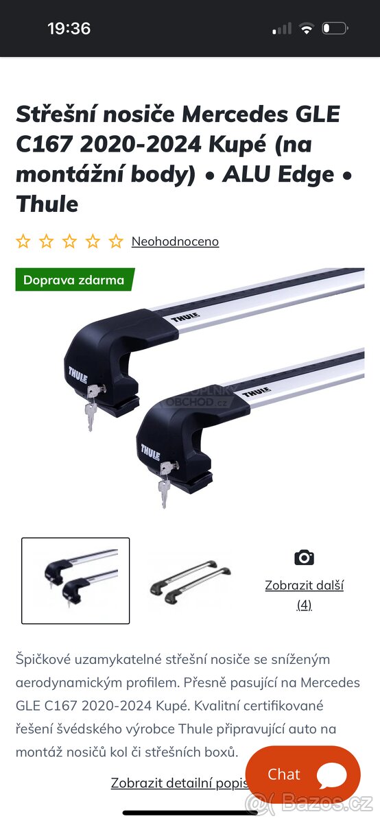 Střešní nosiče thůle Mercedes Gle coupe