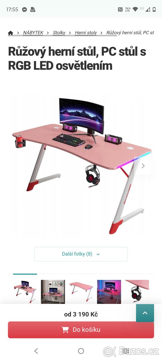 Nový herní PC stůl s osvětlením