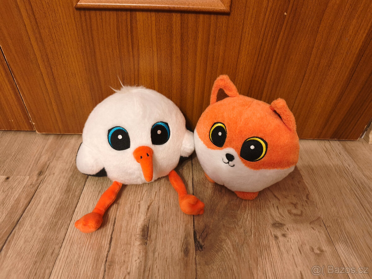 plyšácí čáp + liška