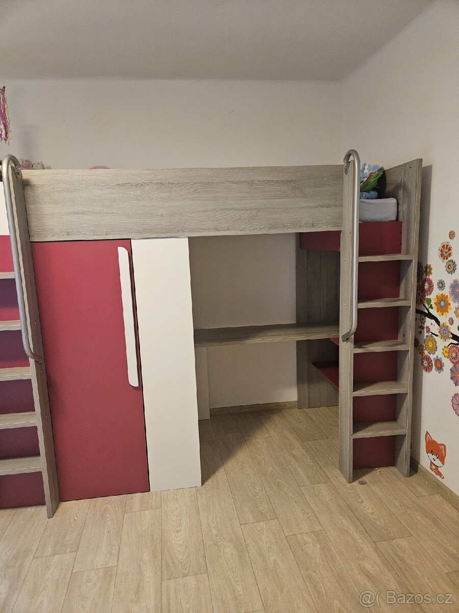 Prodám 2x patrovou postel se stolem a skříní