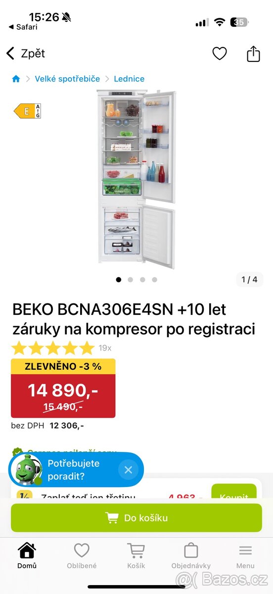 Vestavěná lednice beko