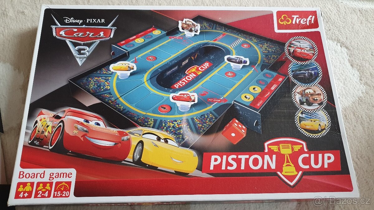 Dětská stolní závodní společenská hra Cars 3 - Piston cup