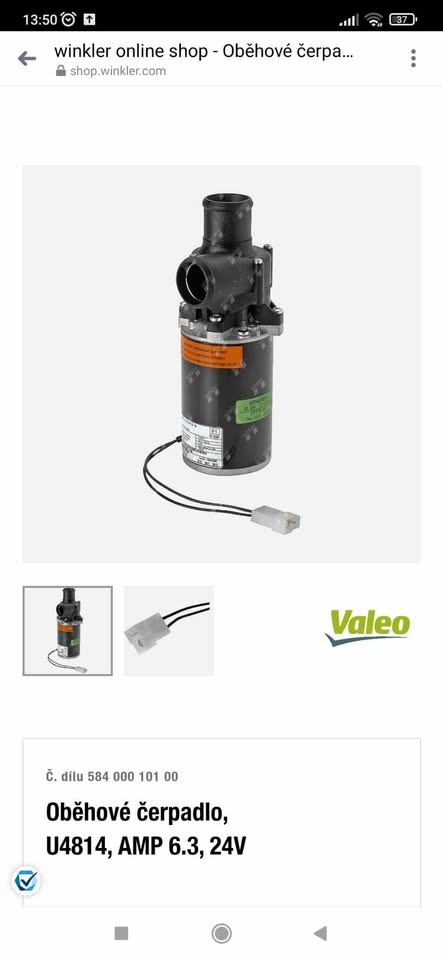 VALEO OBĚHOVÉ VODNÍ ČERPADLO 24V Flowtronic 5000 / U4814 Aqu