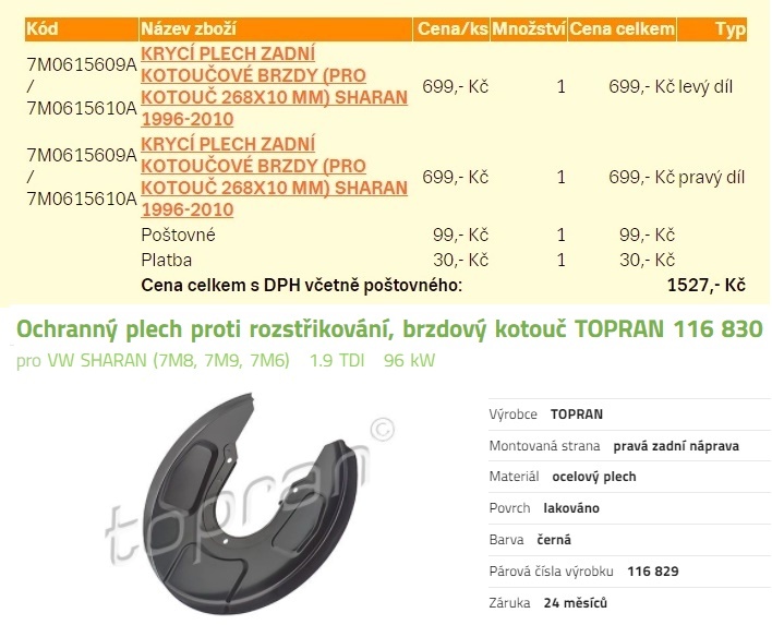 Sharan ochranný plech zadní P+L