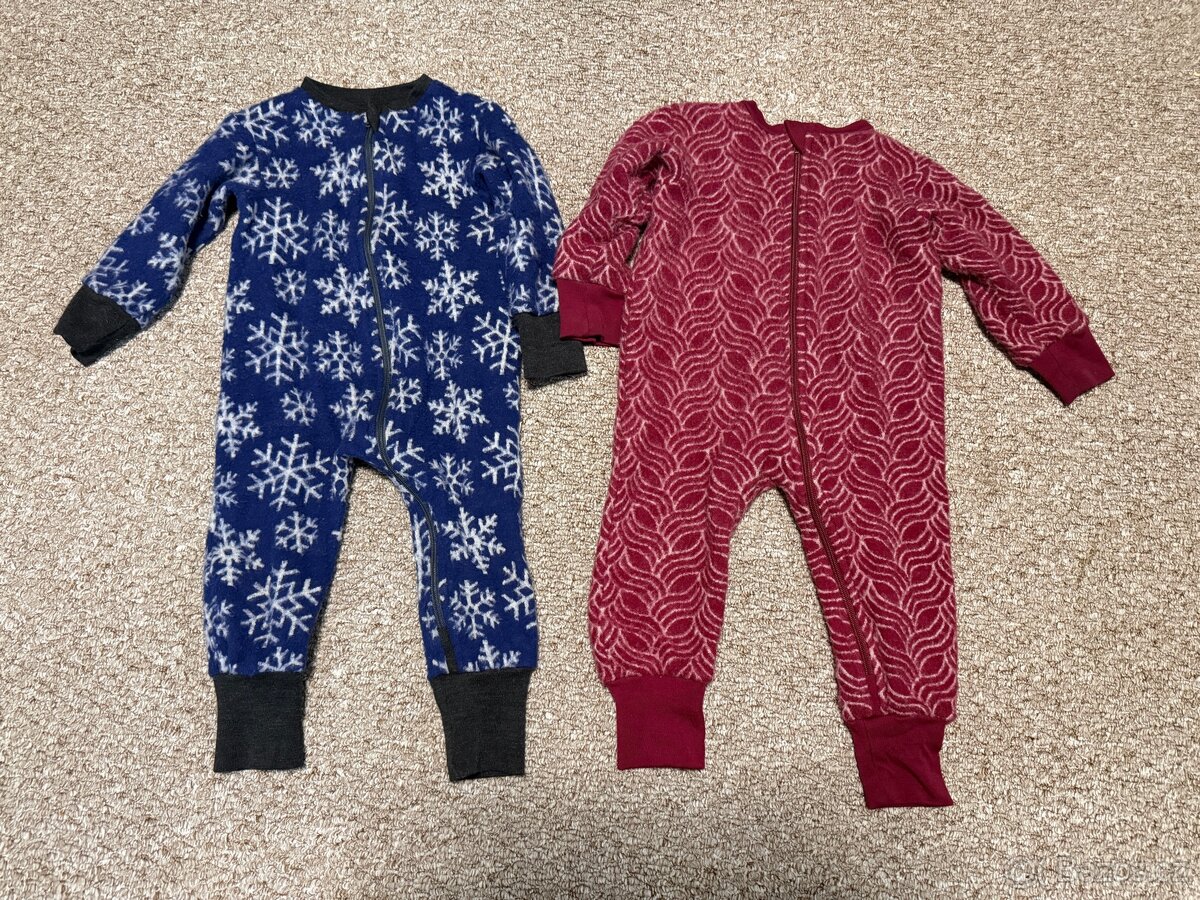 Rostoucí merino-fleece overal 74-80-86, TOP stav, Dvojčata