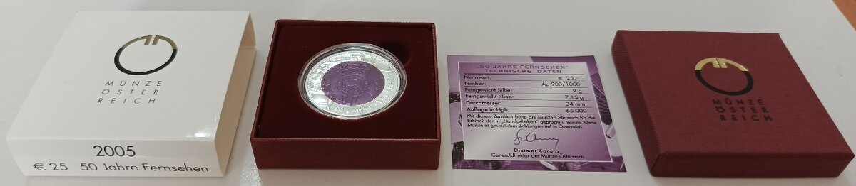 Bimetalová mince 25 euro Rakousko 2005