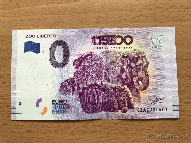 0 euro bankovka Liberec ZOO