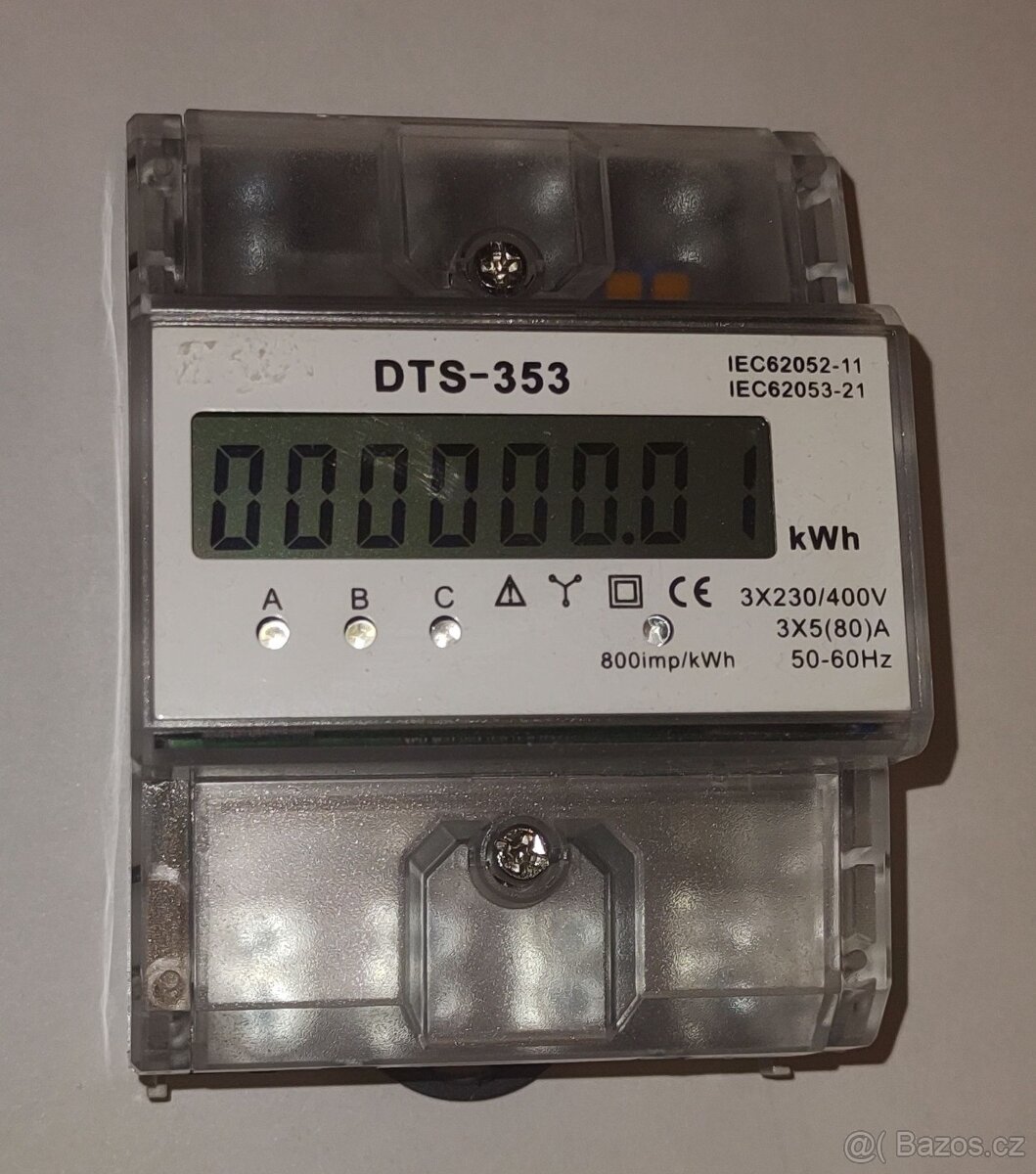podružný třífázový digitální elektroměr DTS 353-L 80A