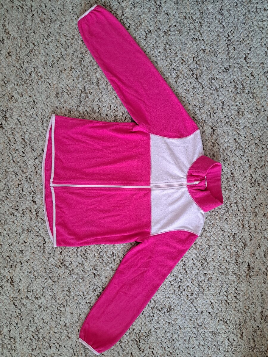 Dívčí růžovo růžová slabší fleecová mikina zn. H&M, vel.122-