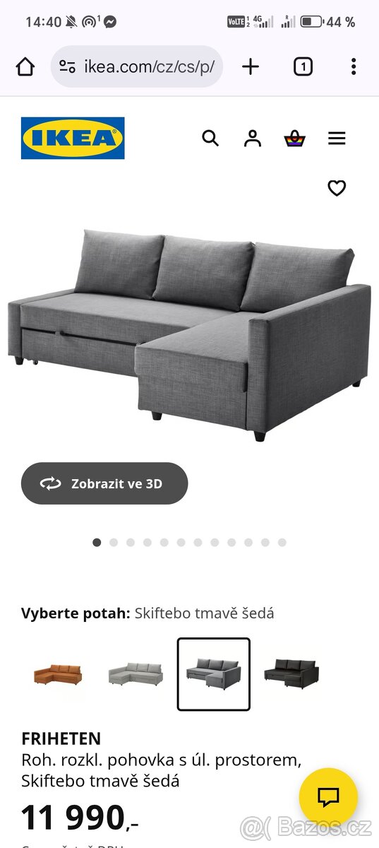 Rozkladací pohovka s úložným prostorem