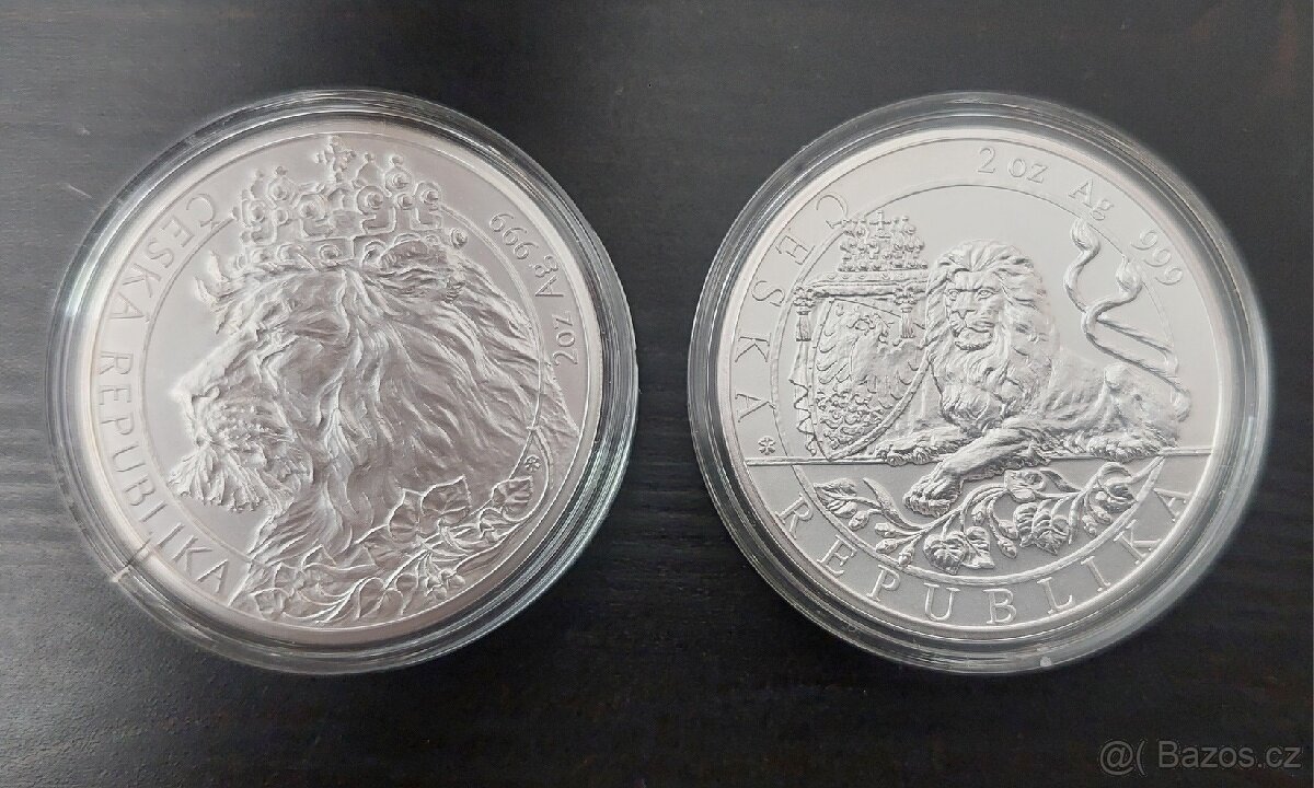 2ks Ag(4oz)mincí, Český lev,2019,2021
