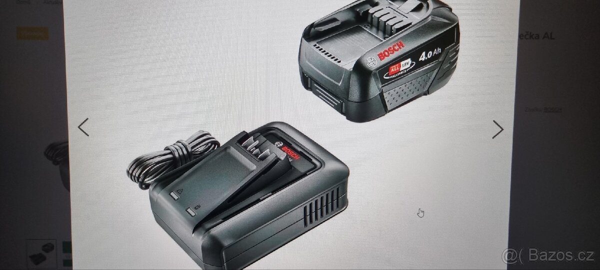Prodám akumulátor a nabíječku zelený Bosch 4Ah
