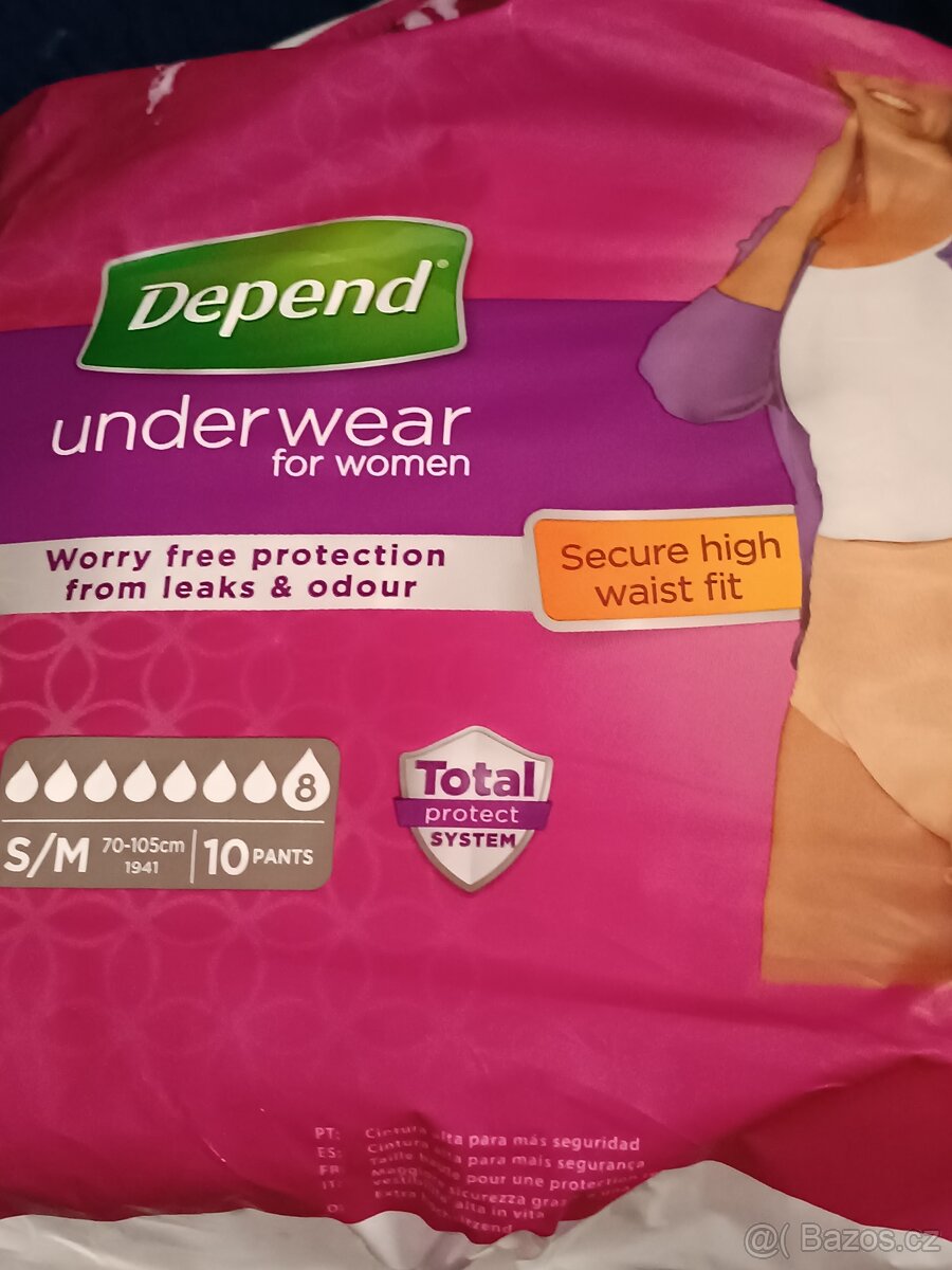 Depend Super inkontinenční kalhotky vyšší pas ženy S-M