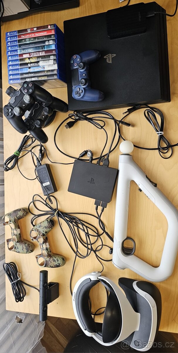 PS4 Pro 1 TB + VR + 1TB externý disk + hry + 3 ovladače