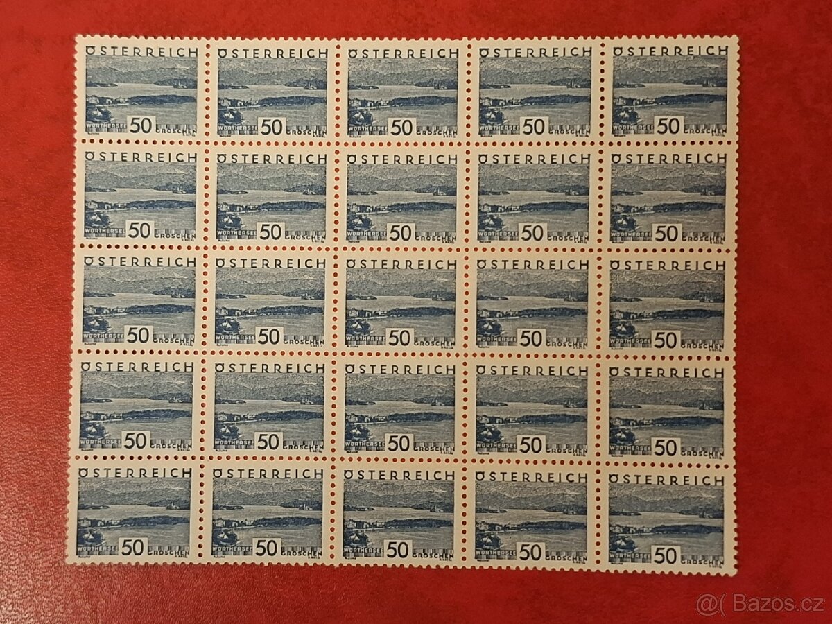 Známky Rakousko 25blok 1932,, MiNr.541. Stav , kat. 1000€.