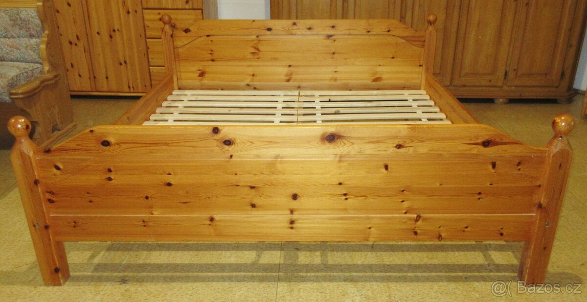 Postel z borovice s novými lamelovými rošty - celomasiv