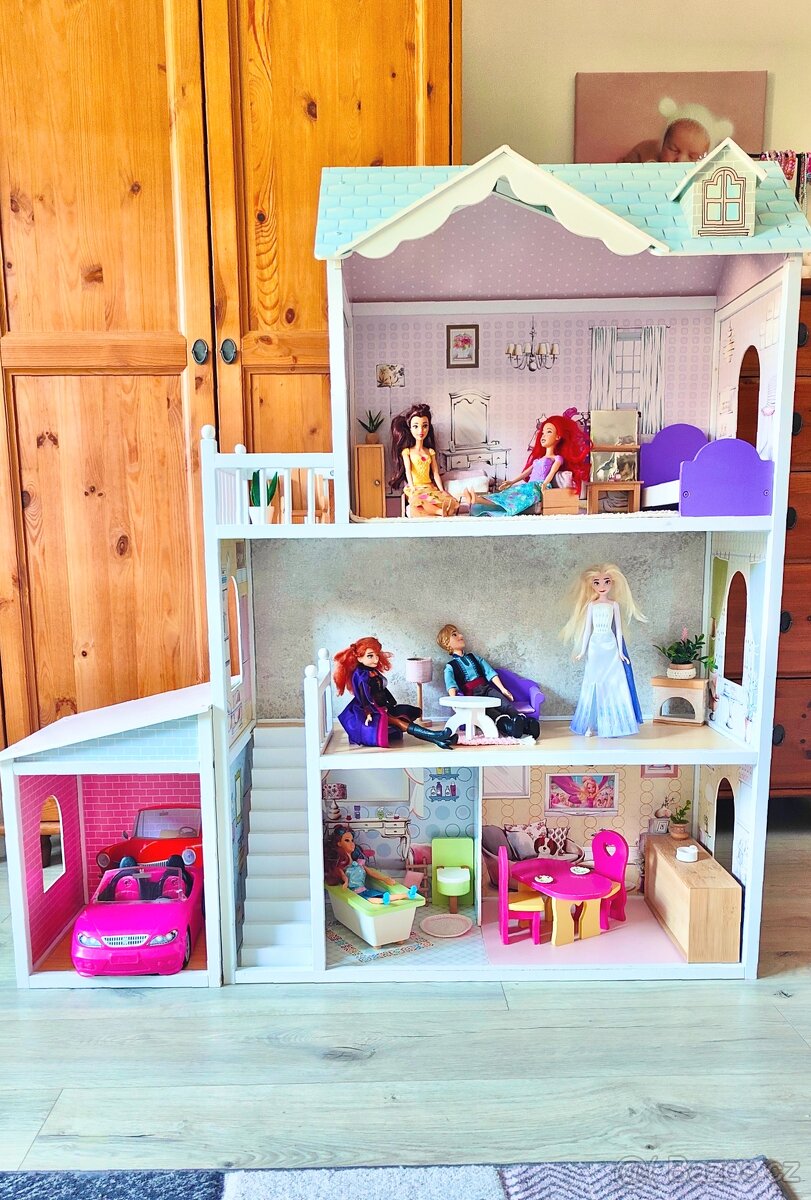 XXL bytelný domeček pro panenky, dům pro Barbie, dollhouse