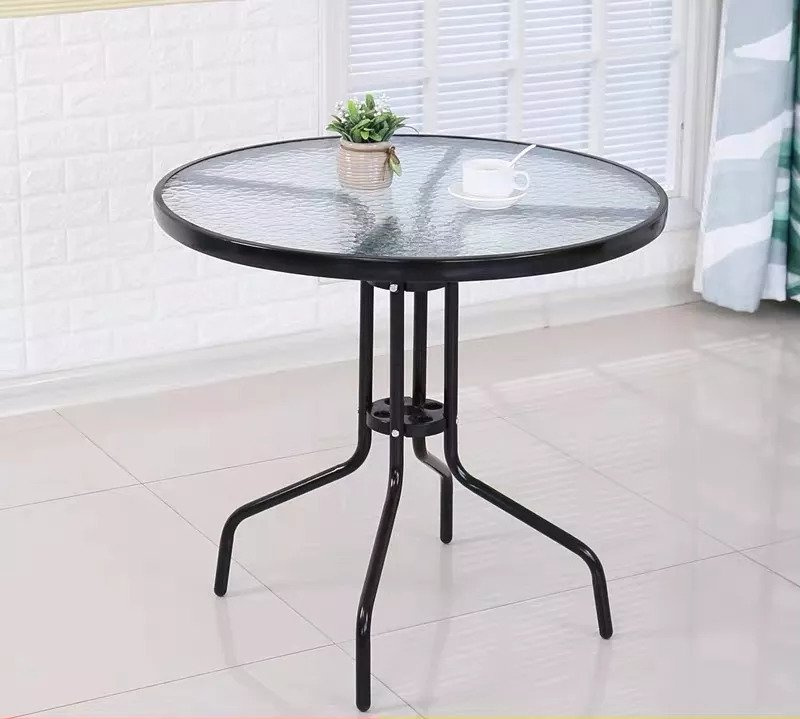 Kulatý kovový stolek/skleněná deska ∅ 60 x v 70 cm nový