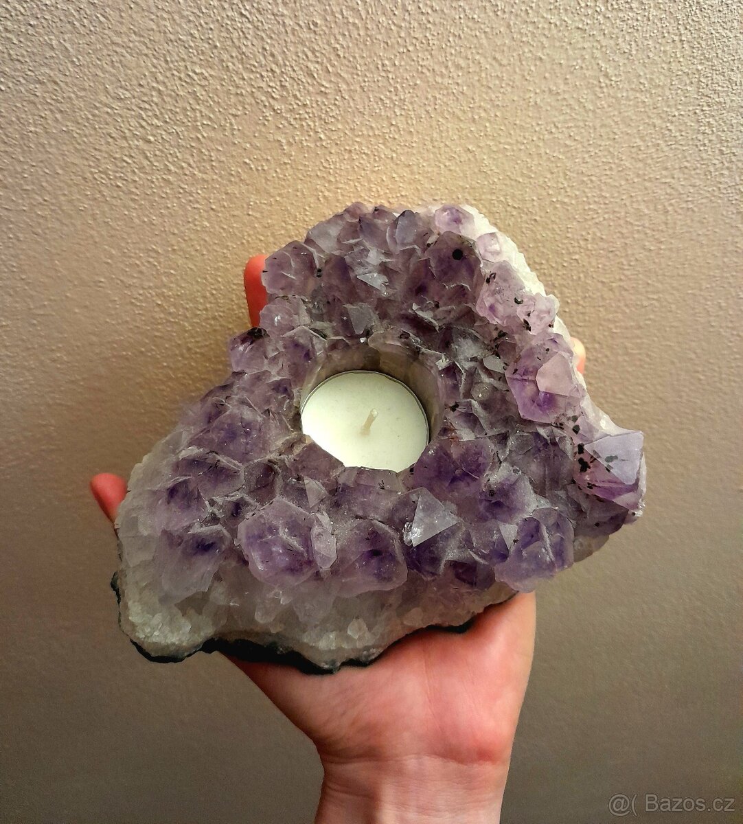 Ametystový svícen 18x15 cm na čajovou svíčku
