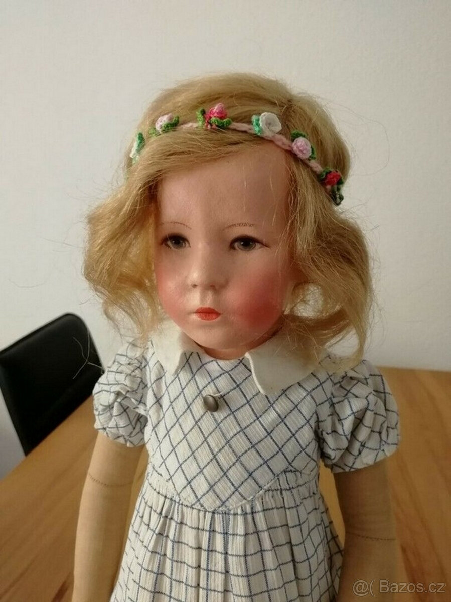 Starožitná panenka Käthe Kruse, nerestaurovaná, cca. 50 cm
