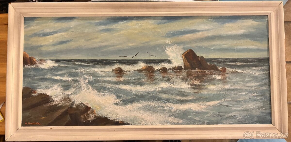 Obraz Antonín Hnátek, Příboj u Dubrovníku olej 110x60