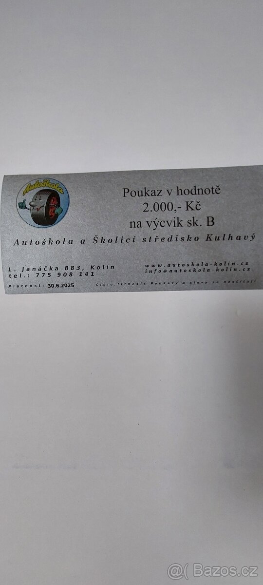 Prodám poukaz v hodnotě 2000 korun