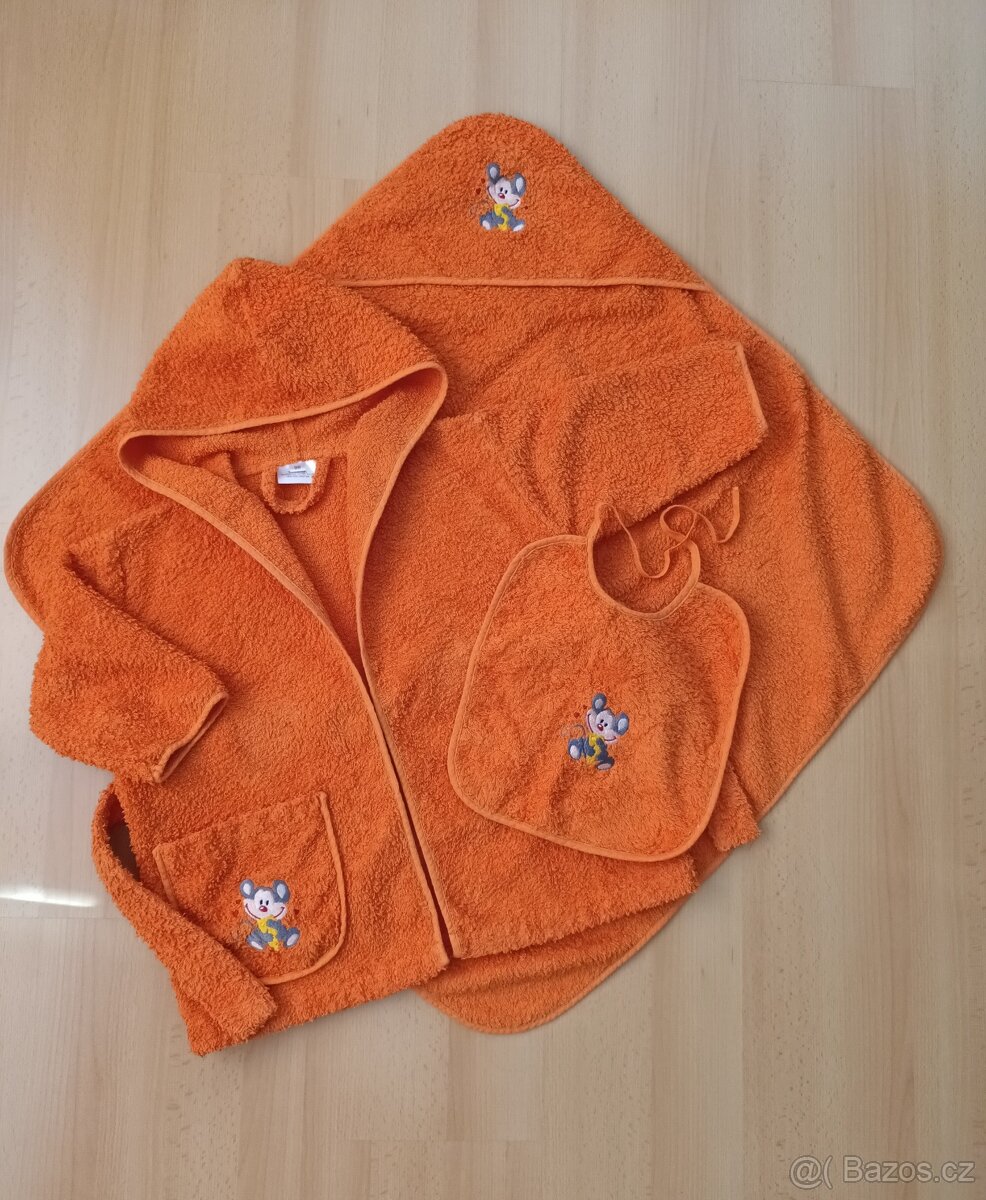 Dětský oranžový froté set myška