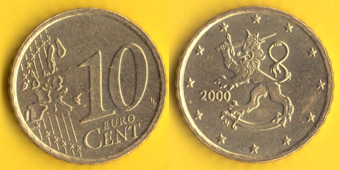 Euro mince Finsko 10 centů 2000