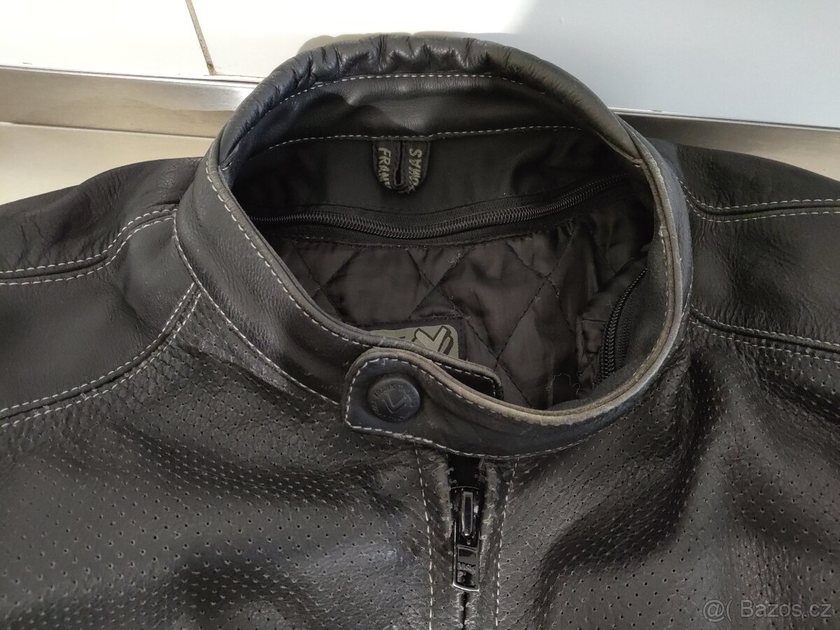 Luxusní Kožená motorkářská bunda FRANK THOMAS s chrániči.