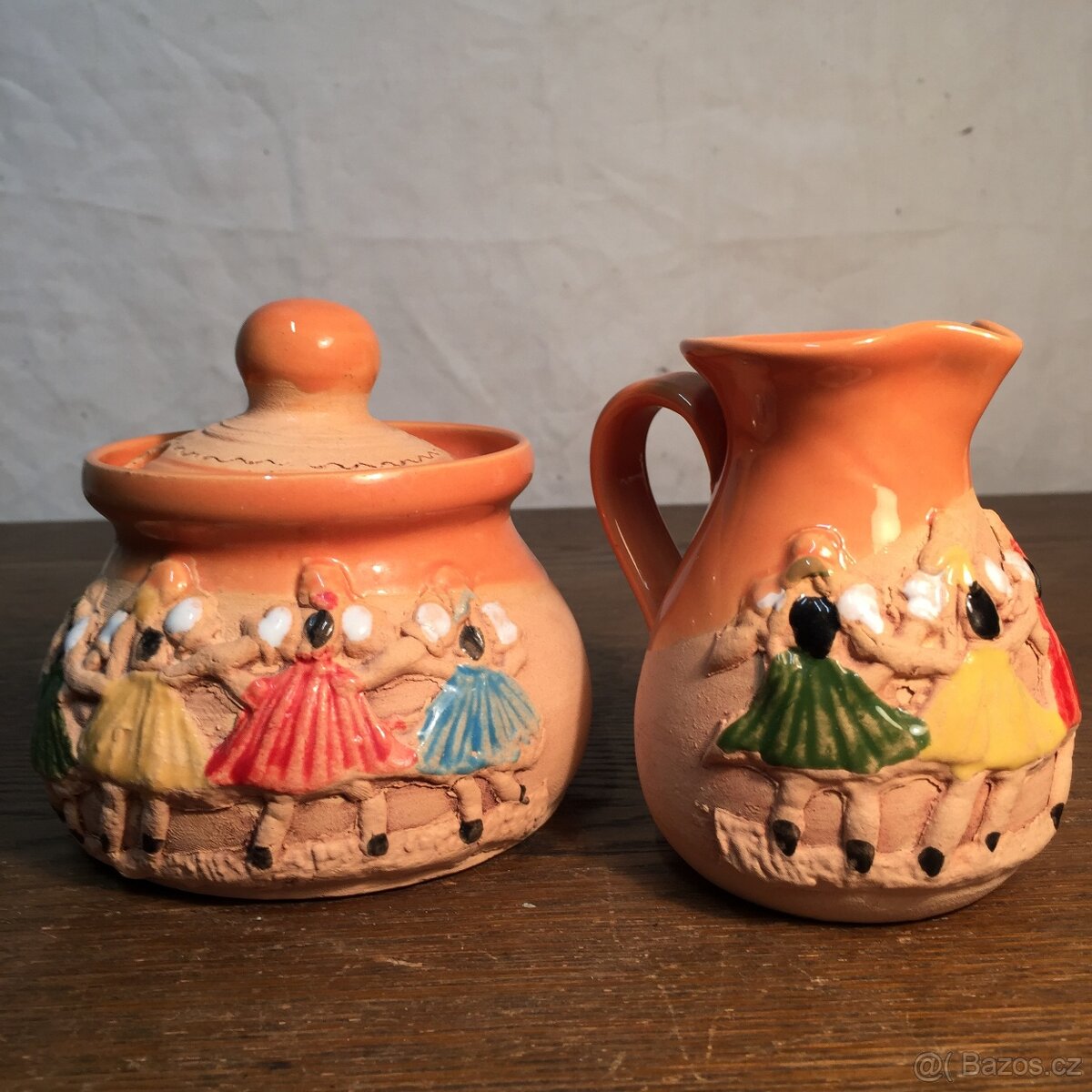 Mokriš Horňák keramika džbánek a dóza cukřenka